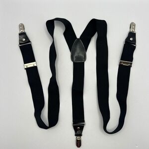 Vesuvio Napoli Black Suspenders Men Pants Braces Elastic‎ Y-Back Formal Italy